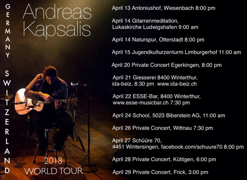 Andreas Kapsalis - Germany & Switzerland Tour - April 2018